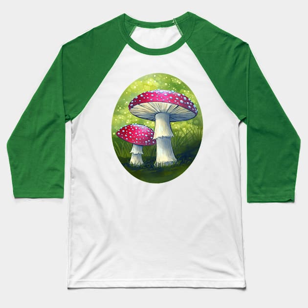 Cottagecore Mushrooms Baseball T-Shirt by Molly11